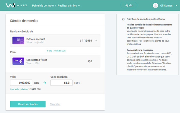 Converter Bitcoins em Euro no Cartão de Débito