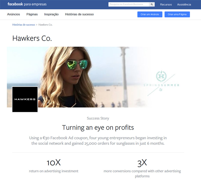 História de sucesso da Hawkers no Facebook