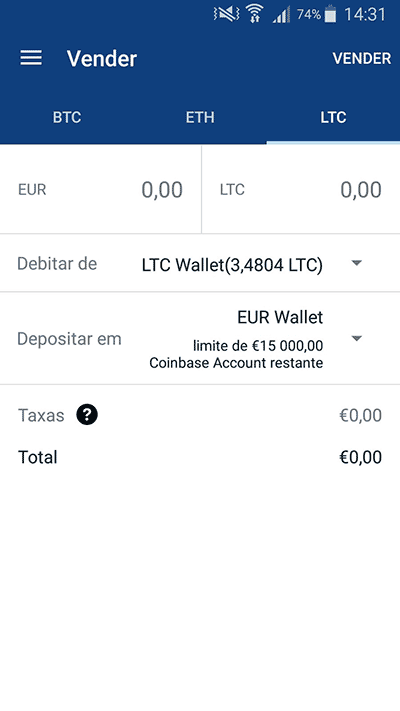 Vender litecoin criptomoeda na Coinbase