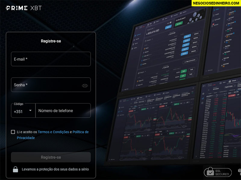 Abrir conta na PrimeXBT