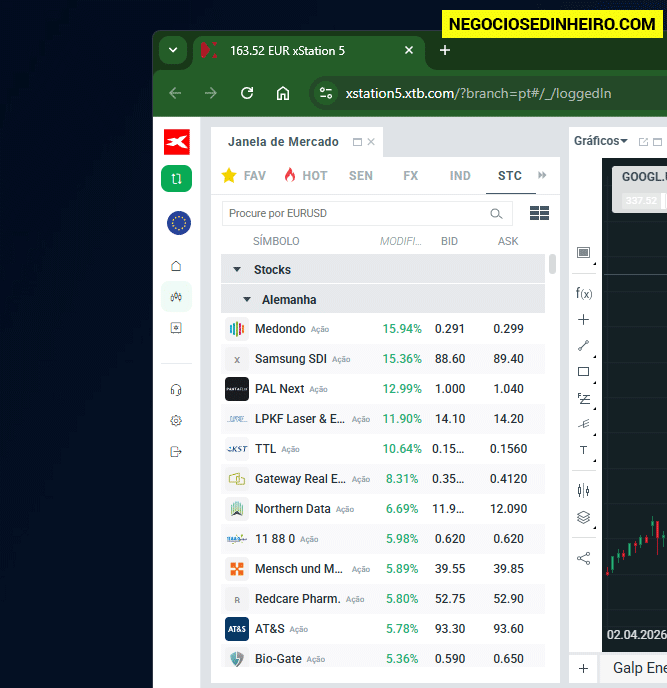 Ações, ETFs e REITs na XTB