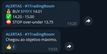 Exemplo alerta no grupo de day trading