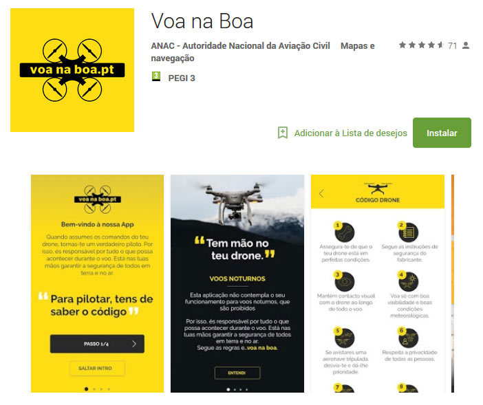 Aplicação Voa na Boa para Android