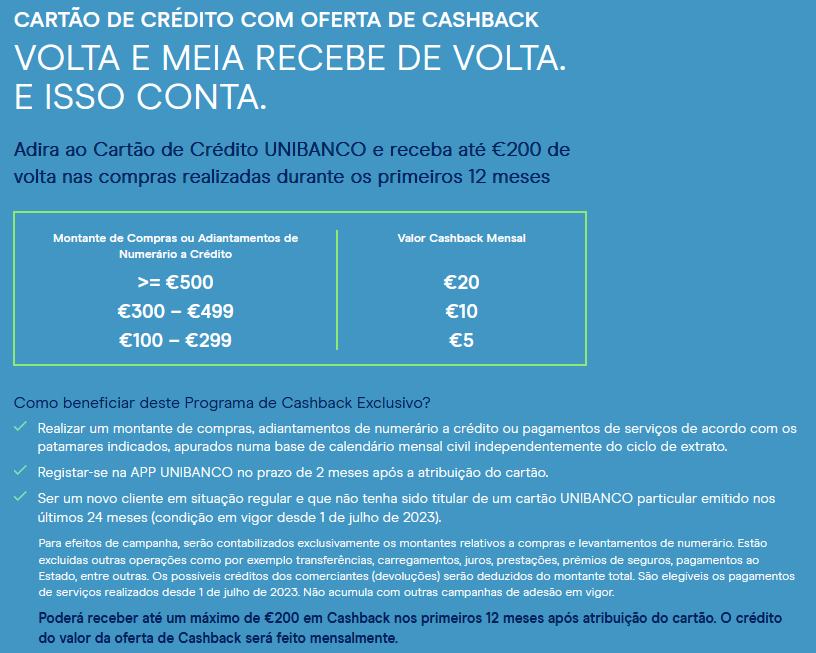 Campanha Cashback UNIBANCO