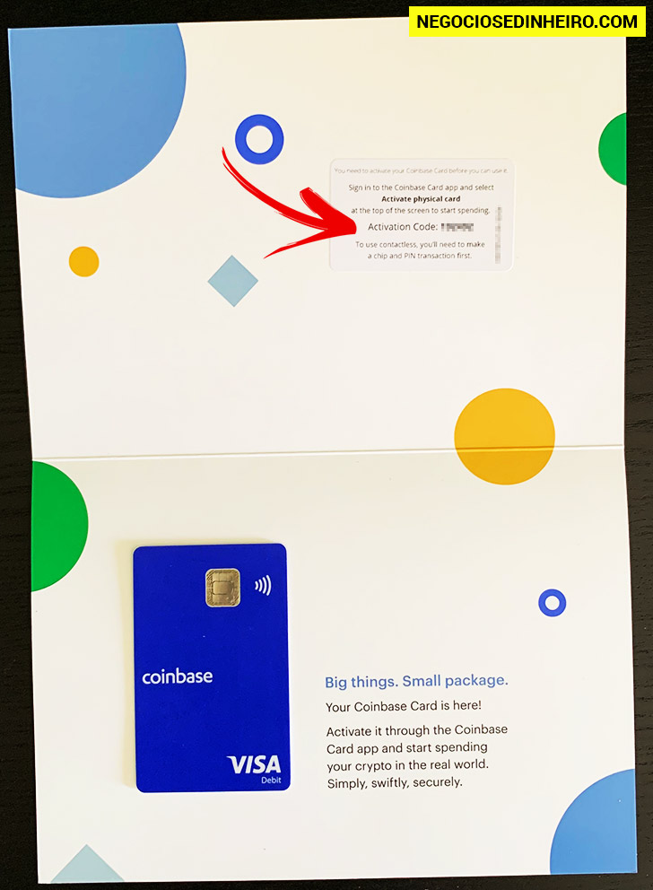 Carta com o Cartão Coinbase Card