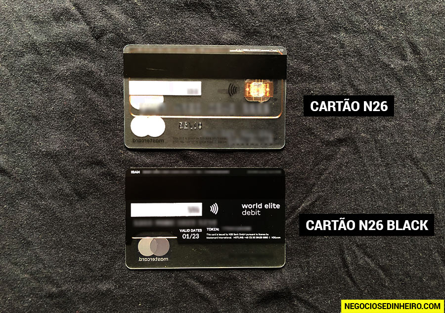 Cartão N26 Black e o Cartão N26 Standard Mastercard