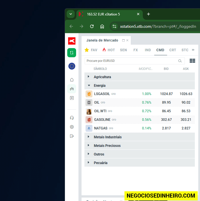 CFDs na corretora XTB