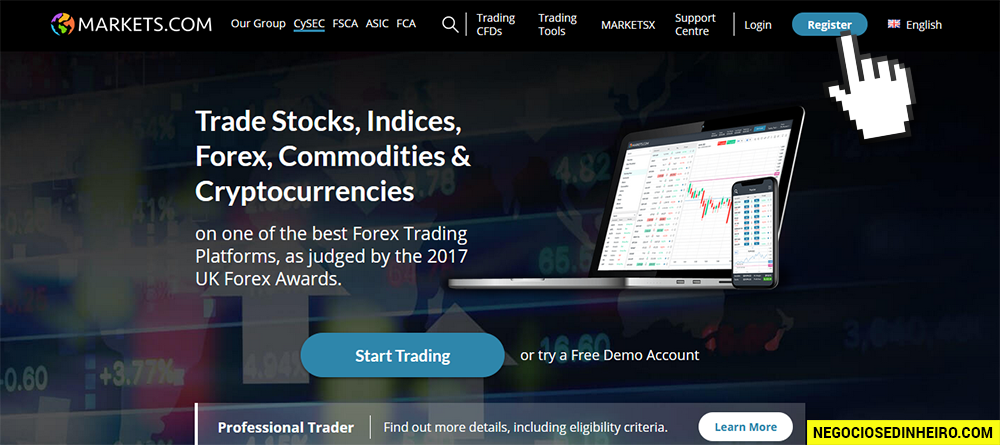 Como abrir conta na Markets.com