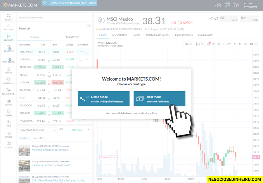 Como abrir conta na Markets.com