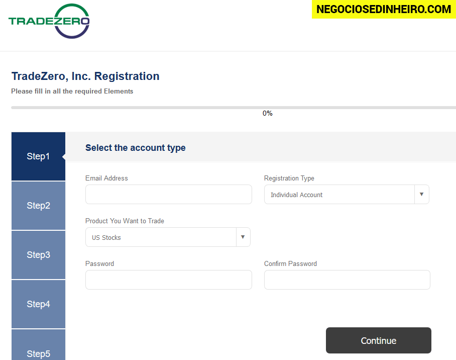 Como abrir conta corretora Tradezero
