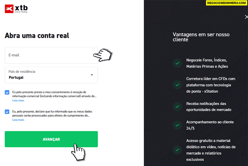 Como abrir conta na corretora XTB