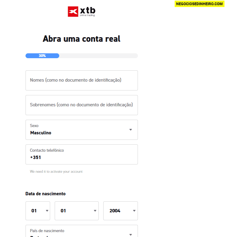 Como abrir conta na corretora XTB