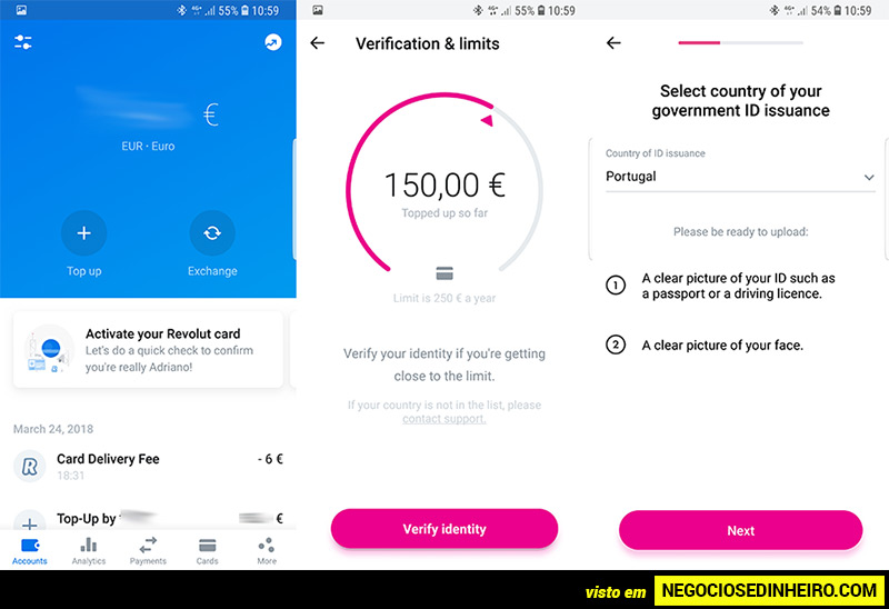 Como ativar o cartão de débito Revolut