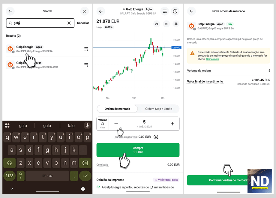 Como comprar ações da Galp na XTB