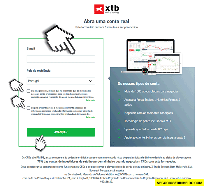 Como criar conta na XTB