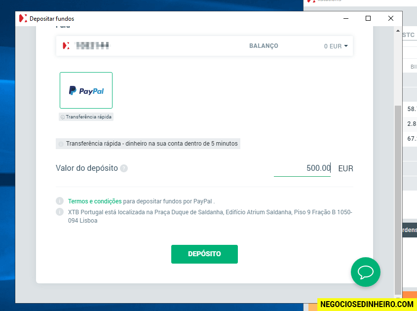 Como depositar dinheiro na XTB