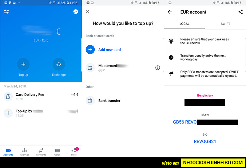 Como depositar dinheiro na conta Revolut