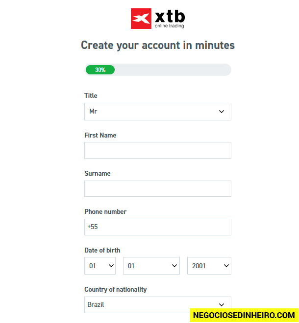 Como abrir conta na XTB Internacional