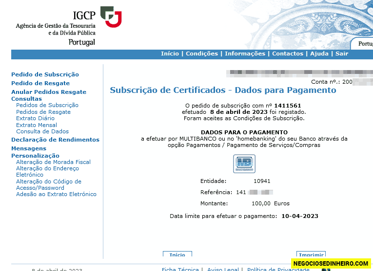 Como subscrever Certificados de Aforro pela Internet