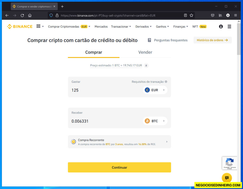 Comprar Bitcoin na Binance