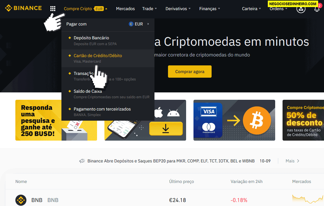 Como comprar Criptomoedas na Binance