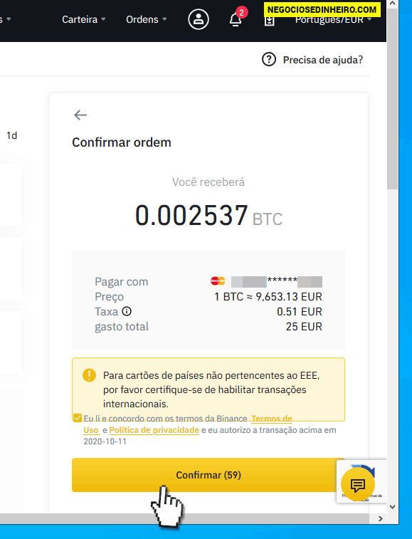 Como comprar Criptomoedas na Binance