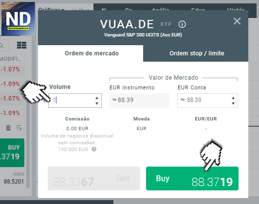 Como comprar ETF VUAA na XTB