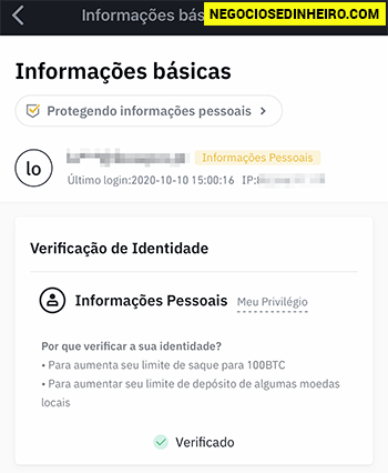 Conta Binance verificada