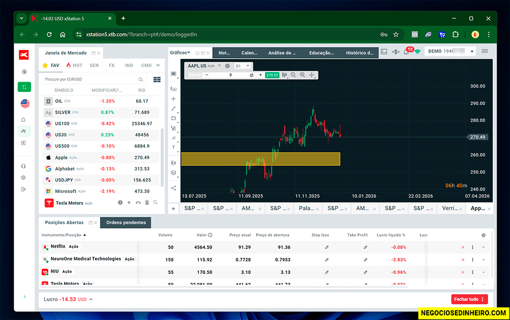 Conta Demo XTB conta demo corretora XTB