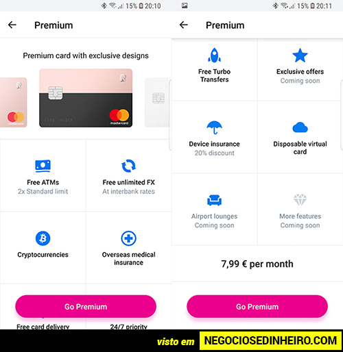 Fazer upgrade da conta grátis revolut para a conta premium Revolut