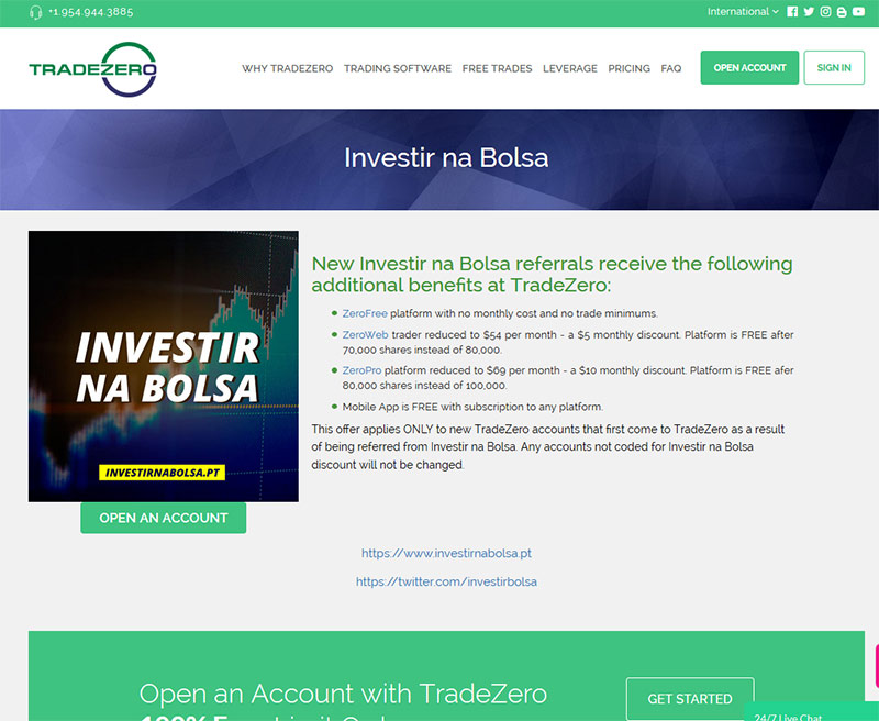 Criar conta na TradeZero