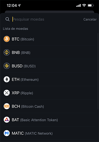 Criptomoedas disponíveis na Binance