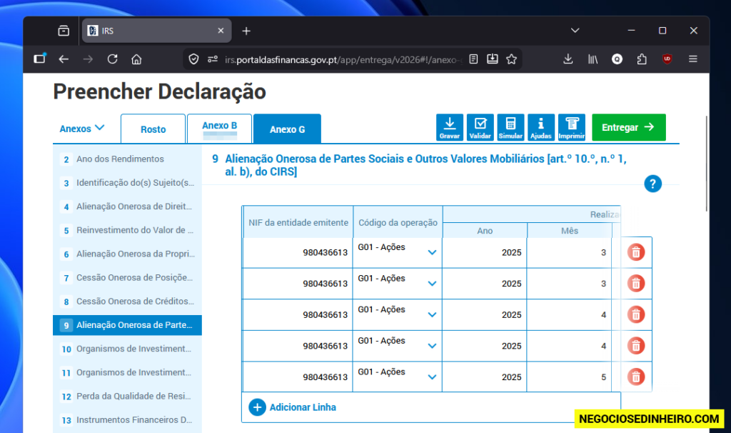 Declaração de IRS no Portal das Finanças