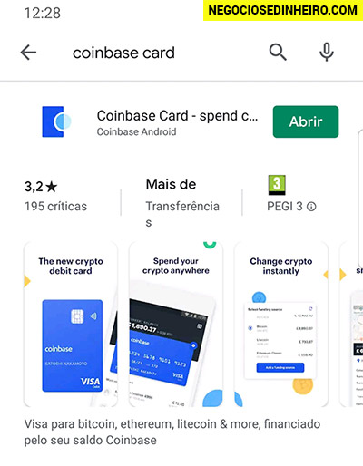 Instalar app Coinbase Card