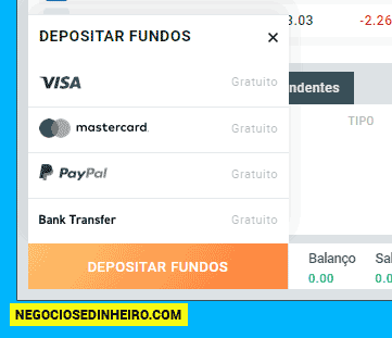 Método depósito na XTB