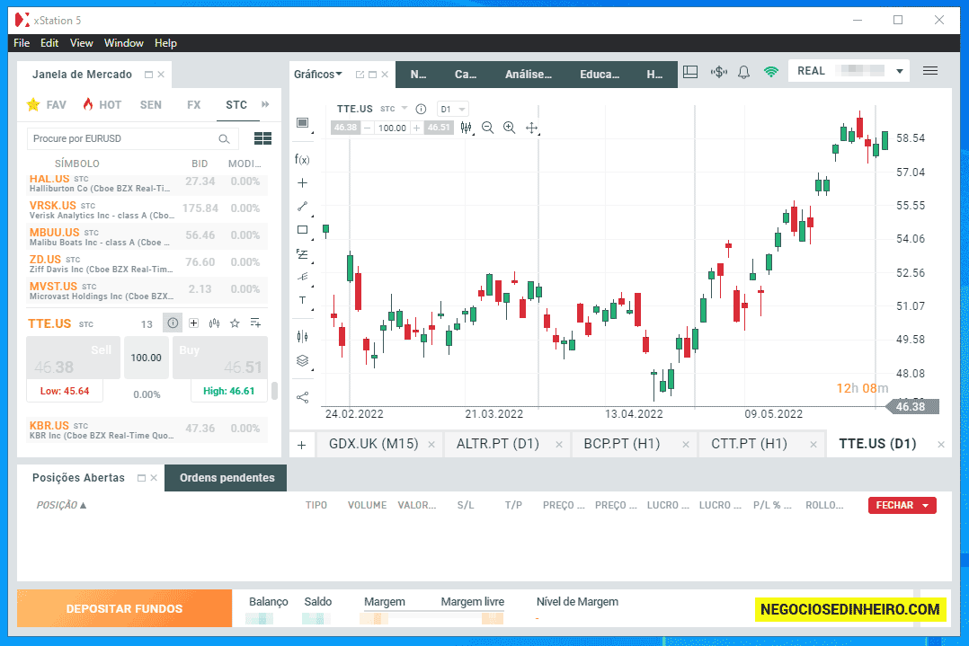 Plataforma corretora XTB