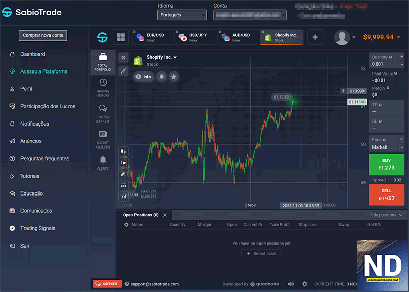Plataforma de negociação SabioTrade