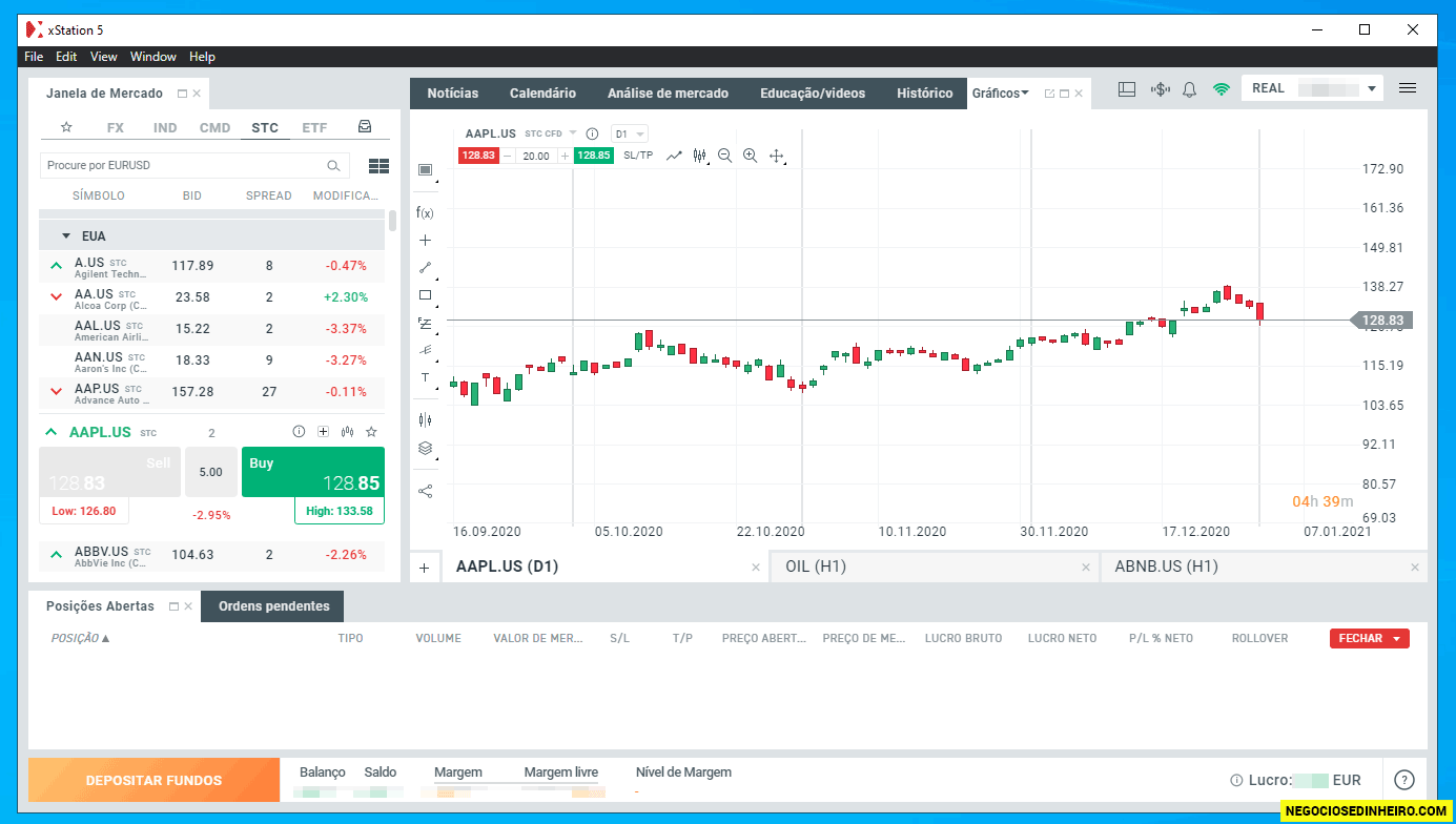 Plataforma negociação XTB