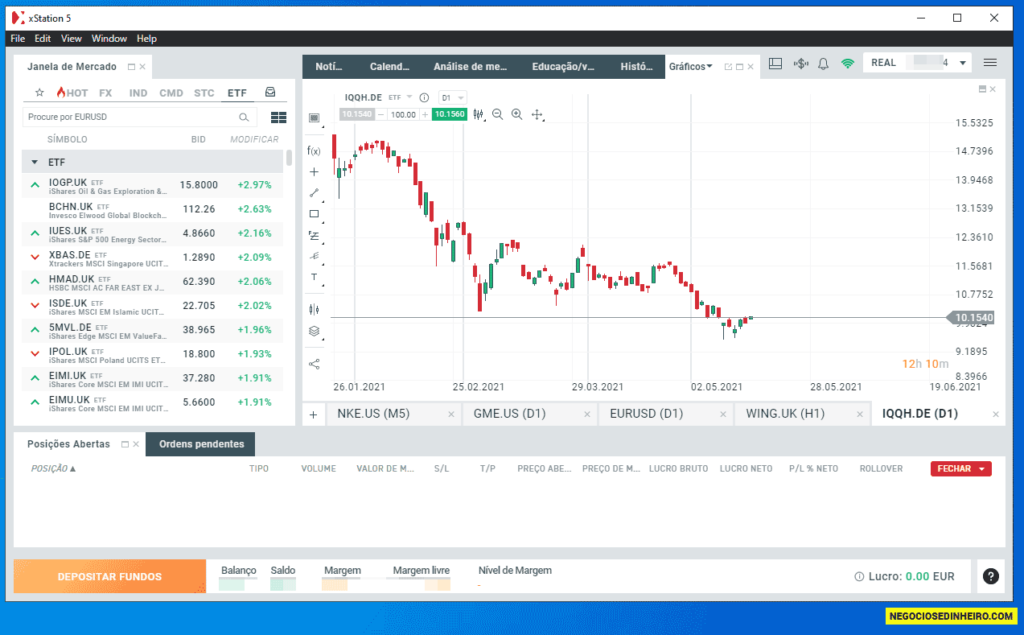 Plataforma de negociação xStation 5 da XTB