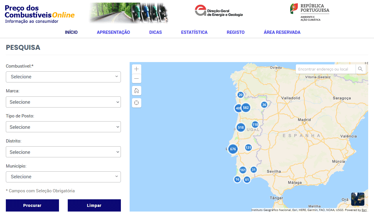 Preço dos Combustíveis da Direção-Geral de Energia e Geologia