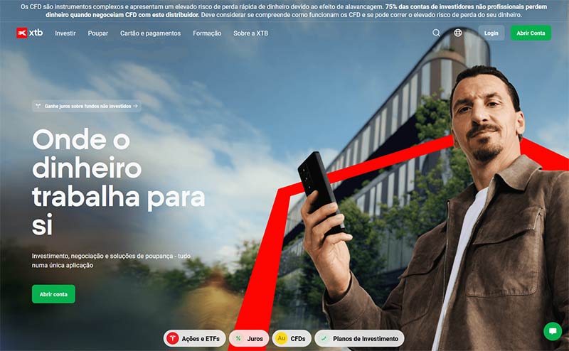Site da corretora XTB