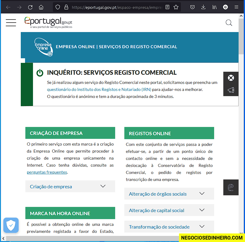 Site ePortugal para Empresas