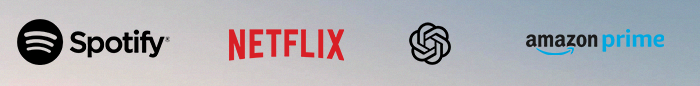 Spotify, Netflix, ChatGPT e Amazon Prime Logo spotify, netflix, chatgpt e amazon prime