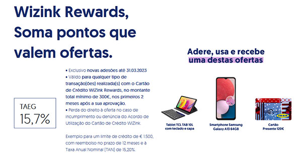 Ofertas do cartão Wizink rewards